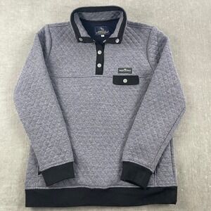 Simply Southern Men Medium Gray Quilted Snap Neck Pullover Sweater